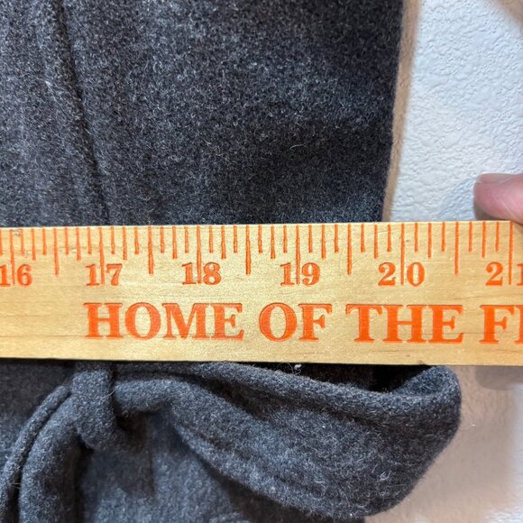 Braetan Womens Double-Breasted Wool Coat Lg Belted Waist Faux Fur Charcoal Gray - Picture 12 of 12